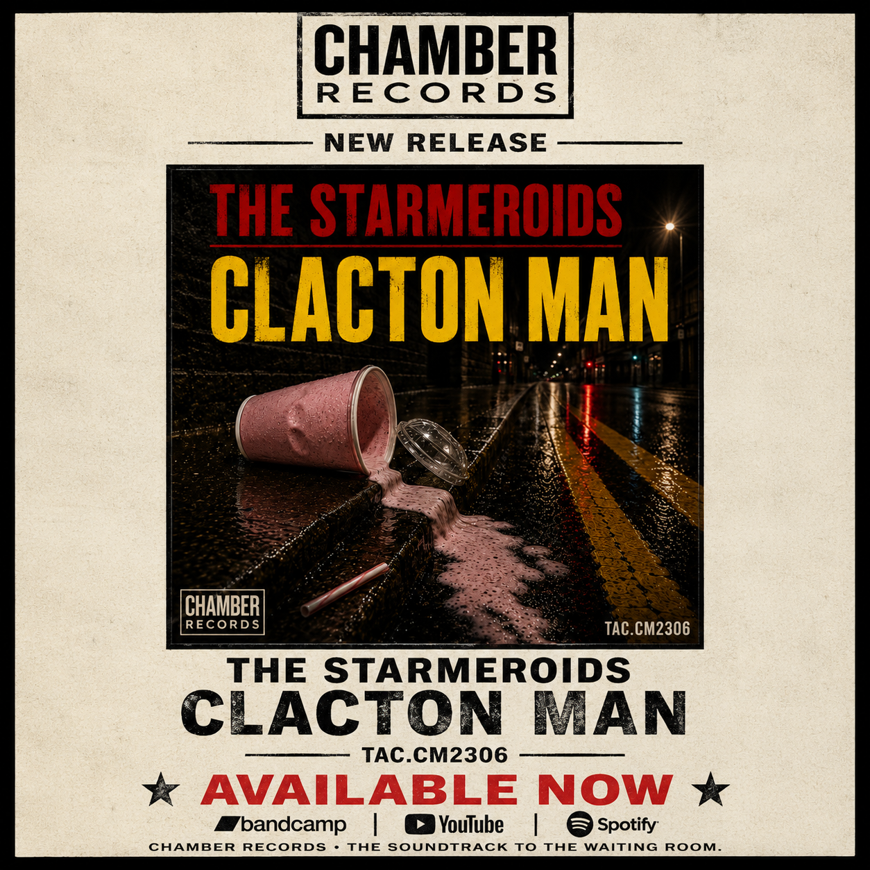 Chamber Records advert for The Starmeroids single Clacton Man.