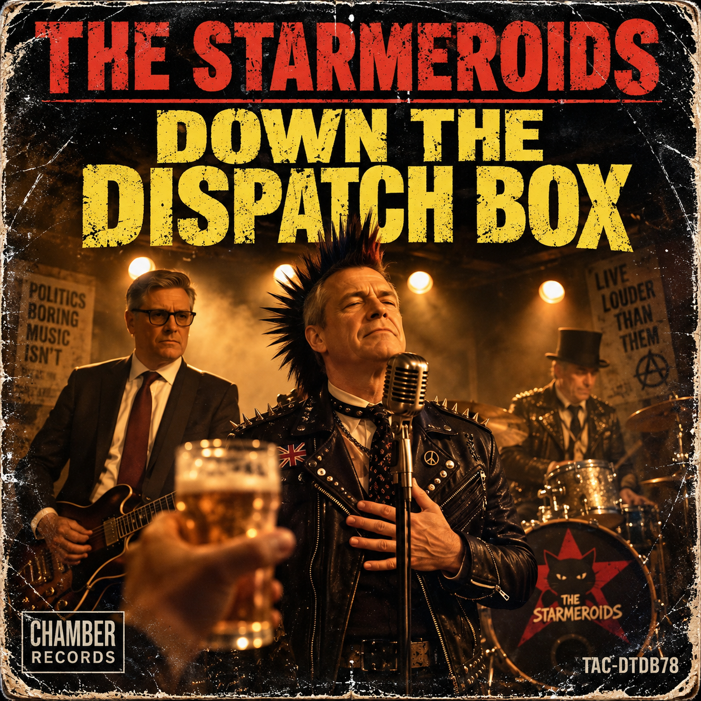Record sleeve for The Starmeroids' Down The Dispatch Box.